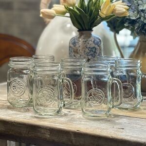 7 Vintage Anchor Hocking Mug Glasses. Golden Harvest Mason Cornucopia 5.25”